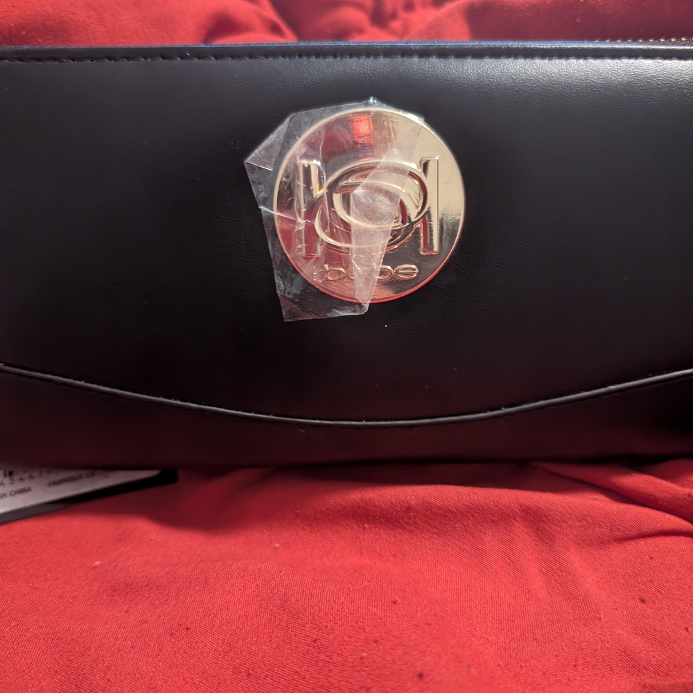 Bebe Black Wallet with Gold Emblem